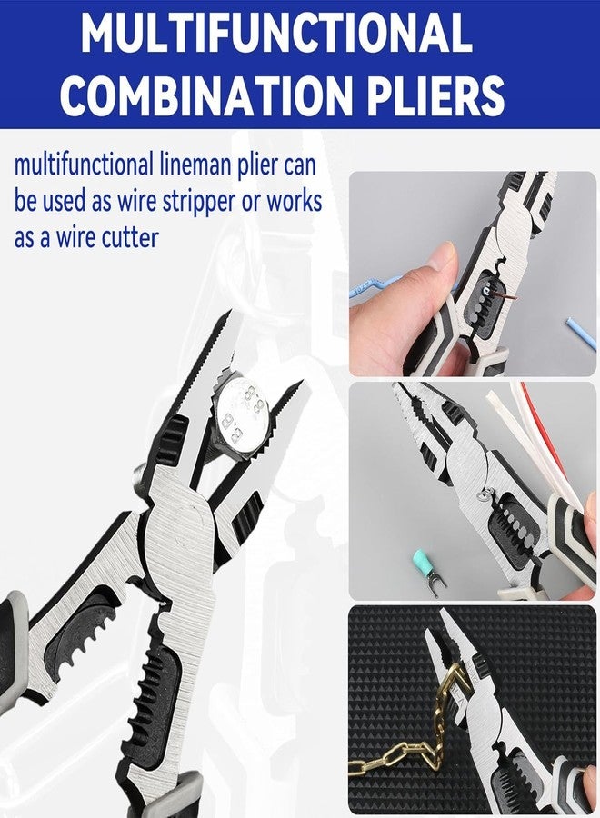 GRILAX 5 in 1 Multipurpose Electrician Plier/Cutting Plier with Gripping, Wrench, Wire Cutter, Crimping Tool & Wire Stripper Fuction (Chrome Vanadium Forged (Steel, Silver) (PACK OF 1) - Image 5